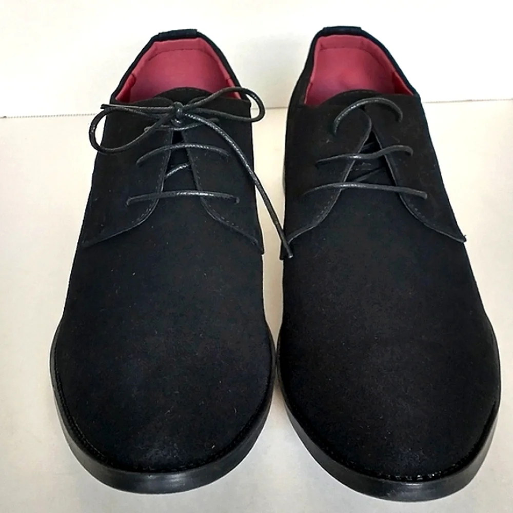 New w/Box Unbranded Men's Black Faux Suede Lace-Up Dress Oxfords Size EU 48